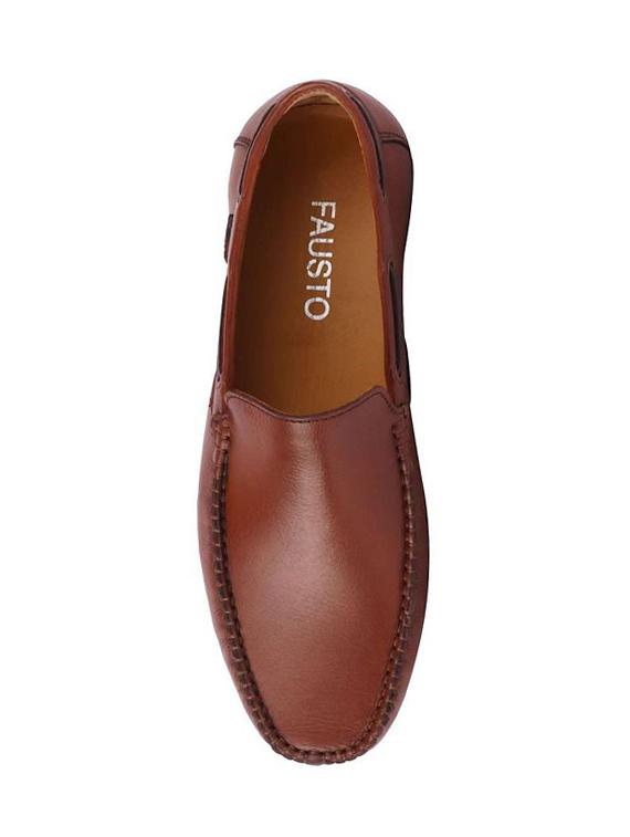 tan leather office wear loafers - 16131143 - Zoom Image - 3
