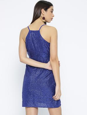 front overlap sequined asymmetric dress - 16131735 - Standard Image - 3