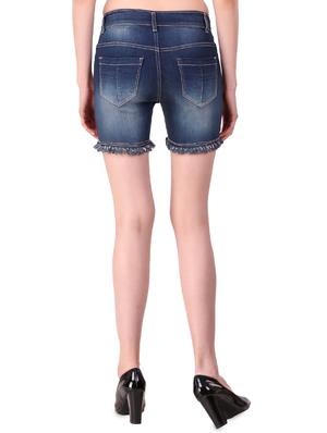 frayed hem side taped denim shorts - 16131905 - Standard Image - 3