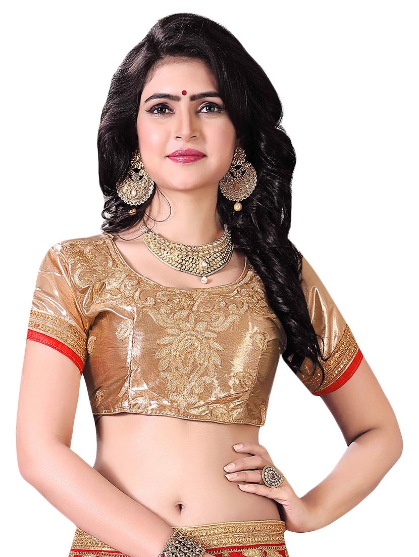 red embroidered a-line lehenga - 16132286 - Zoom Image - 3