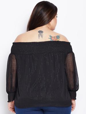 smocking detail off shoulder plus top - 16133623 - Standard Image - 3