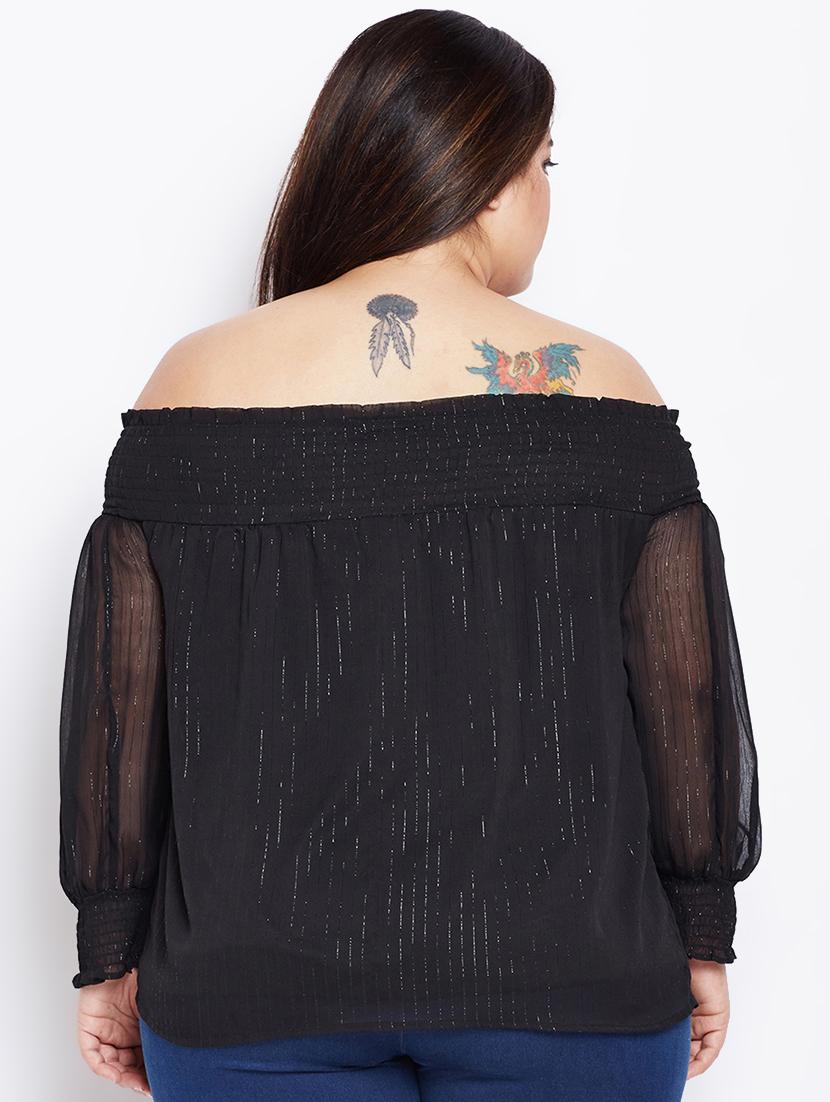 smocking detail off shoulder plus top - 16133623 - Zoom Image - 3