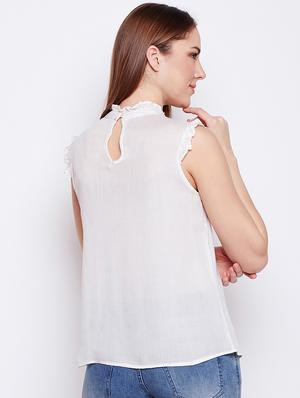 ruffle detail mock neck top - 16133702 - Standard Image - 3