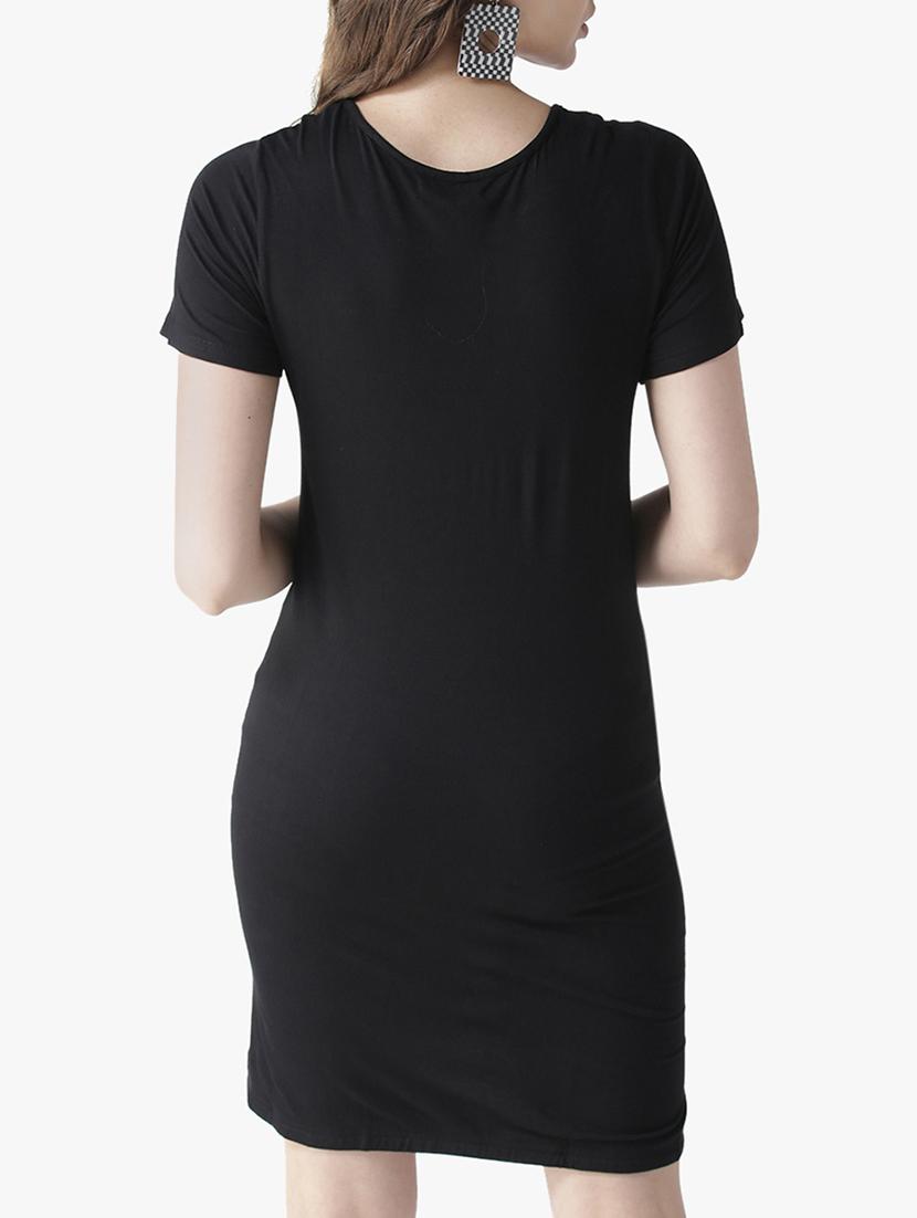 round neck solid shift dress - 16134470 - Zoom Image - 3