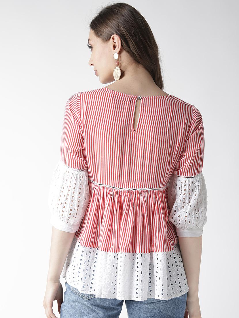 schiffli panel striped top - 16134483 - Zoom Image - 3