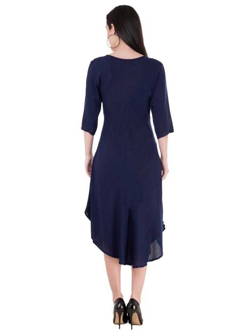 embroidered curved hem a-line dress - 16134985 - Zoom Image - 3