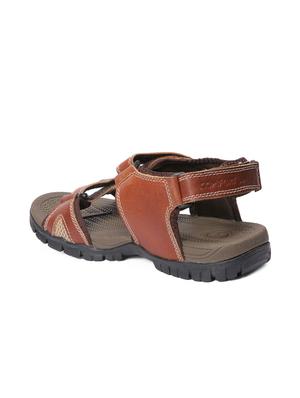 brown leather slip on floaters - 16135011 - Standard Image - 3