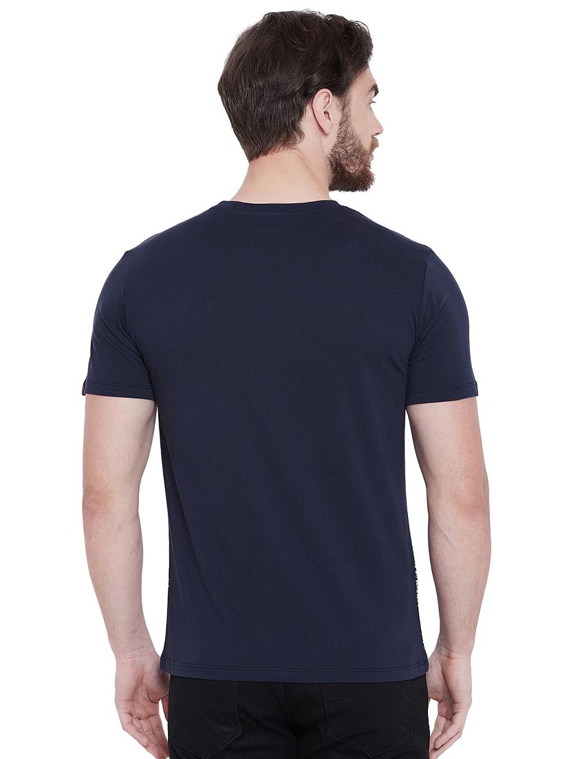 navy blue front print t-shirt - 16135622 - Zoom Image - 3