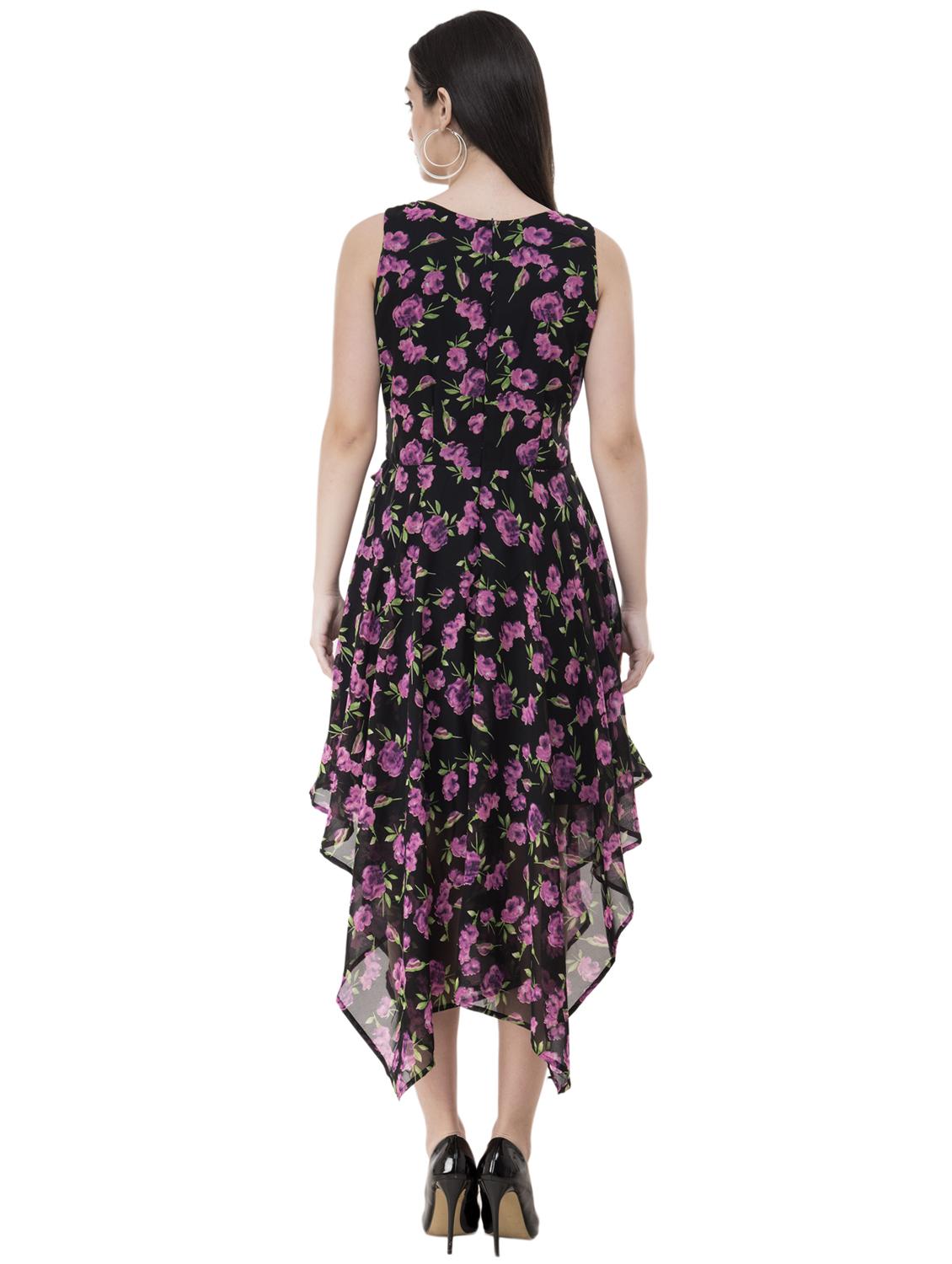 bow tie floral asymmetric dress - 16135674 - Zoom Image - 3