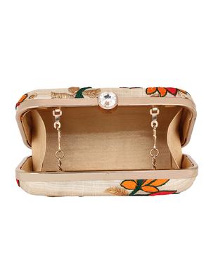 beige metal box clutch - 16136191 - Standard Image - 3