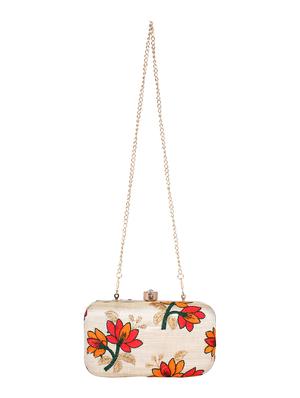 beige metal box clutch - 16136191 - Standard Image - 6