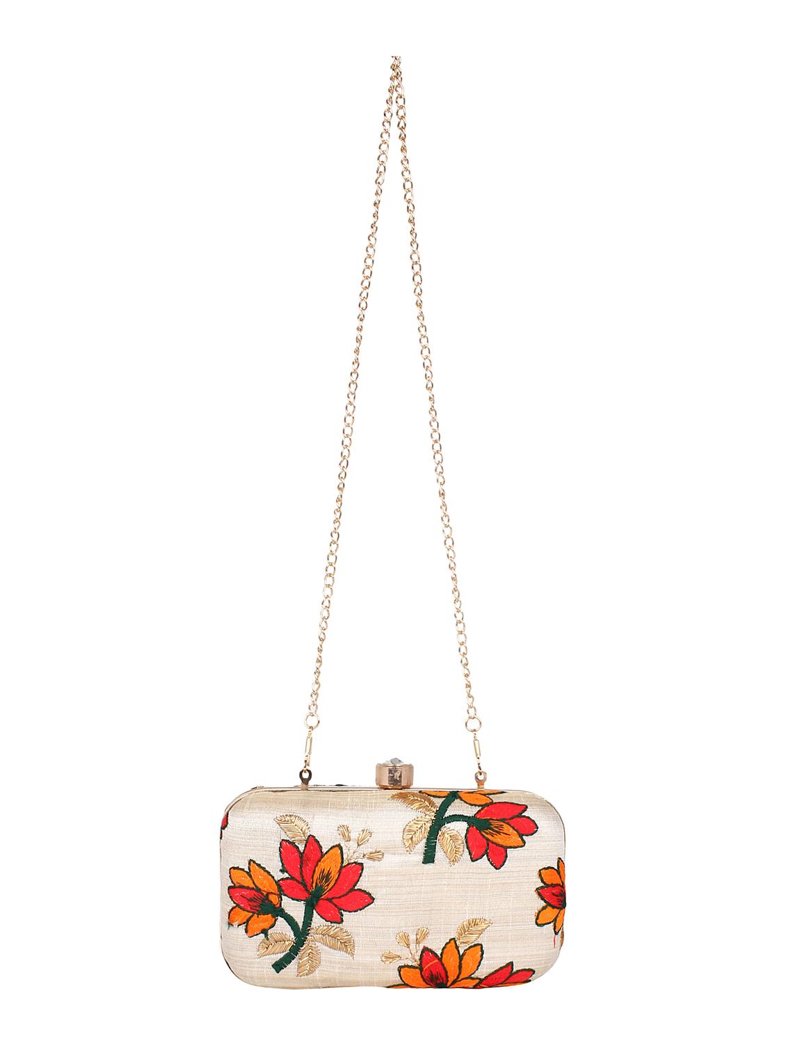 beige metal box clutch - 16136191 - Zoom Image - 6