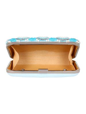 blue metal box clutch - 16136476 - Standard Image - 3