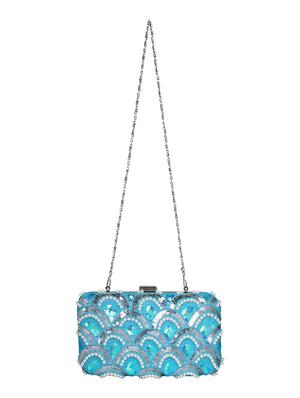 blue metal box clutch - 16136476 - Standard Image - 6