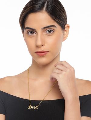 gold metal long necklace - 16136752 - Standard Image - 3