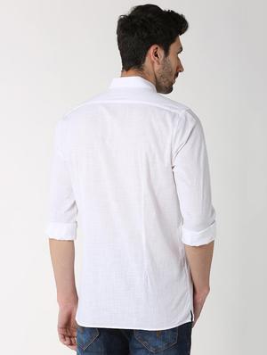 white color block casual shirt - 16137423 - Standard Image - 3