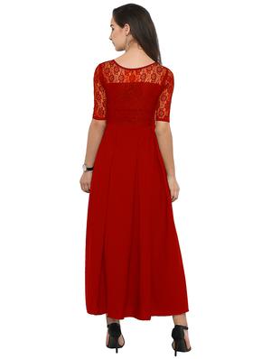 pleated lace maxi dress - 16137781 - Standard Image - 3