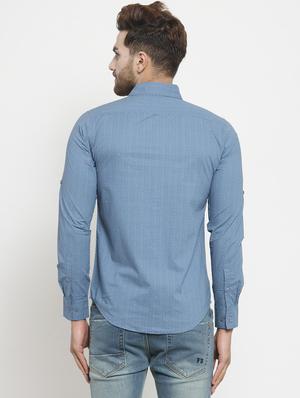 blue printed casual shirt - 16138922 - Standard Image - 3