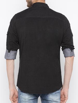 black cotton casual shirt - 16139112 - Standard Image - 3