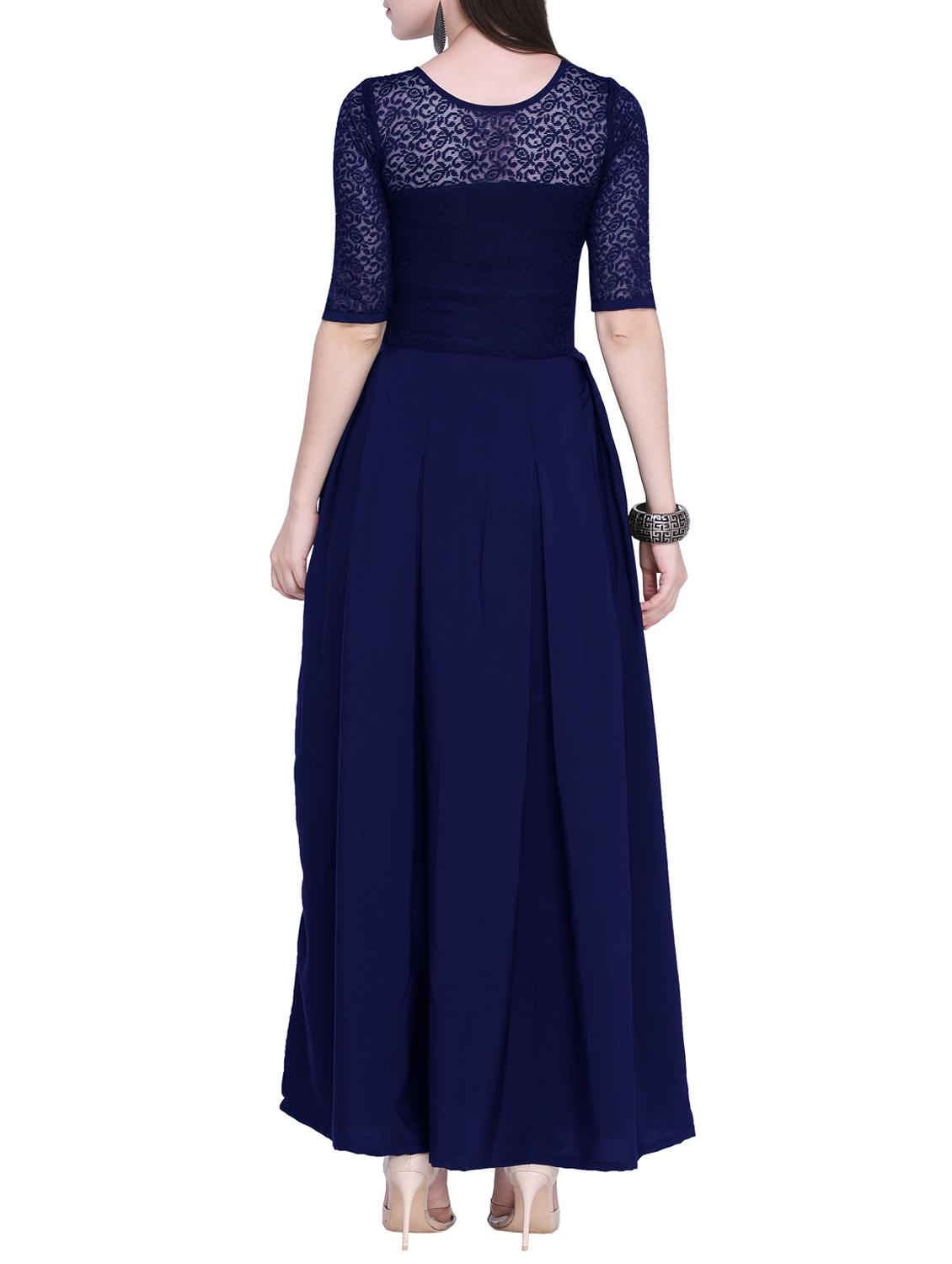 lace detail pleated maxi dress - 16139824 - Zoom Image - 3