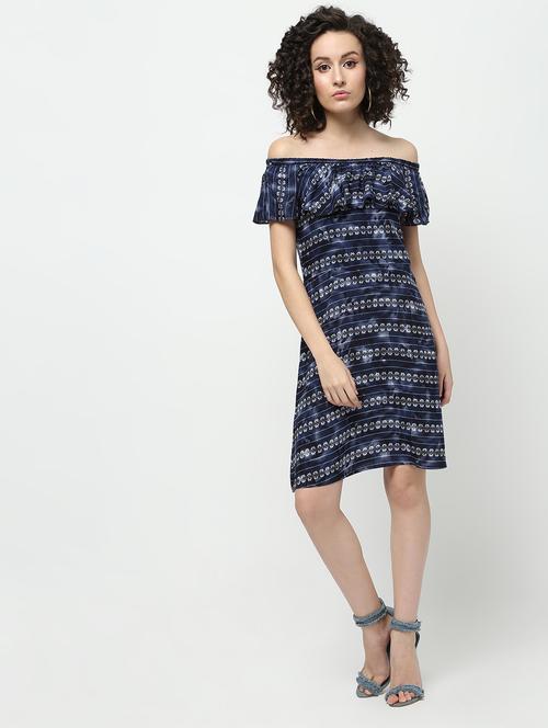 printed off shoulder dress - 16139940 - Standard Image - 1