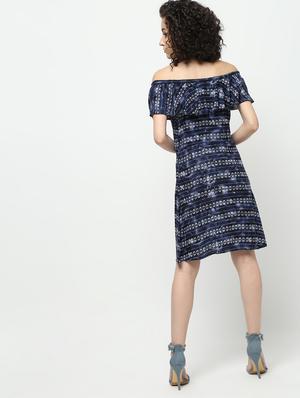 printed off shoulder dress - 16139940 - Standard Image - 3