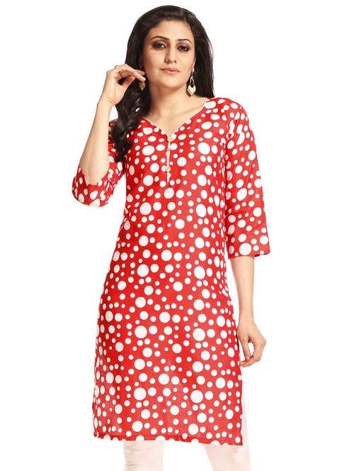 Polka dots straight kurta - 16140902 - Standard Image - 1