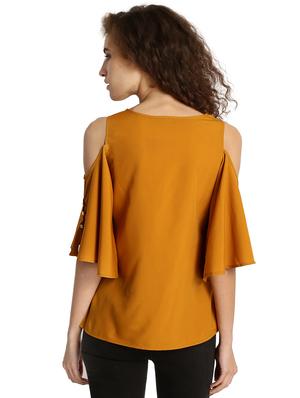 button detail cold shoulder top - 16140927 - Standard Image - 3