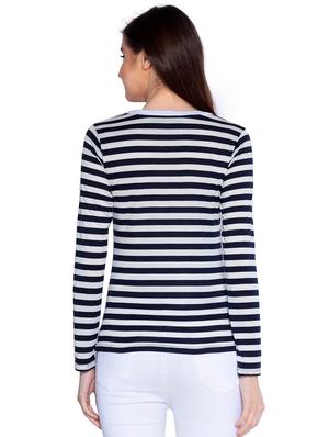 contrast crew striped top - 16140934 - Standard Image - 3