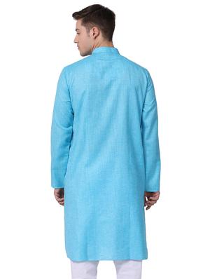 blue cotton long kurta - 16141769 - Standard Image - 3