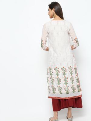 printed a-line kurta with jacket - 16141903 - Standard Image - 3