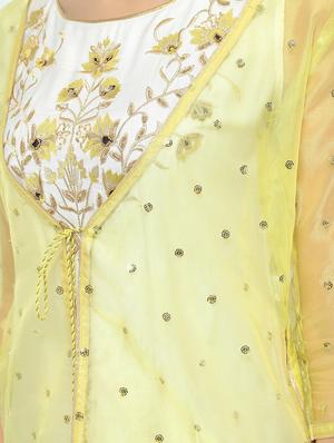 embroidered kurta with jacket - 16141905 - Standard Image - 6