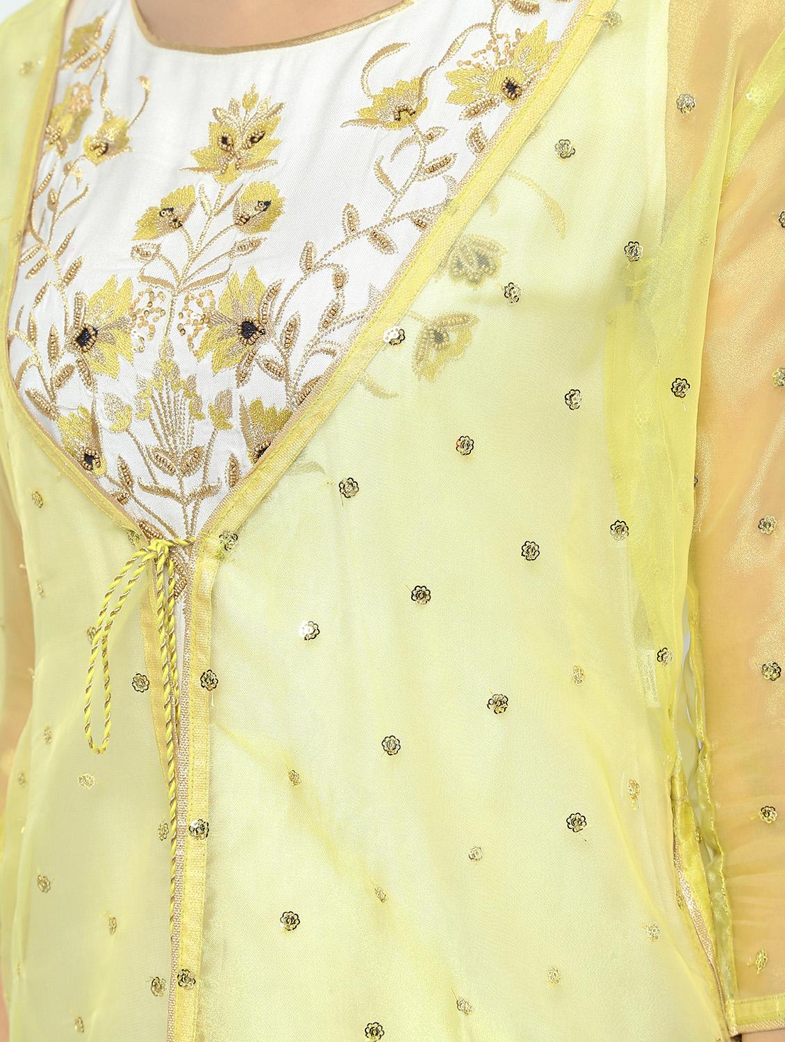 embroidered kurta with jacket - 16141905 - Zoom Image - 6