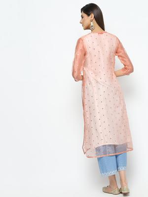 embroidered kurta with jacket - 16141906 - Standard Image - 3
