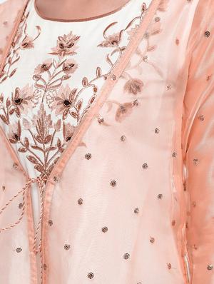 embroidered kurta with jacket - 16141906 - Standard Image - 6
