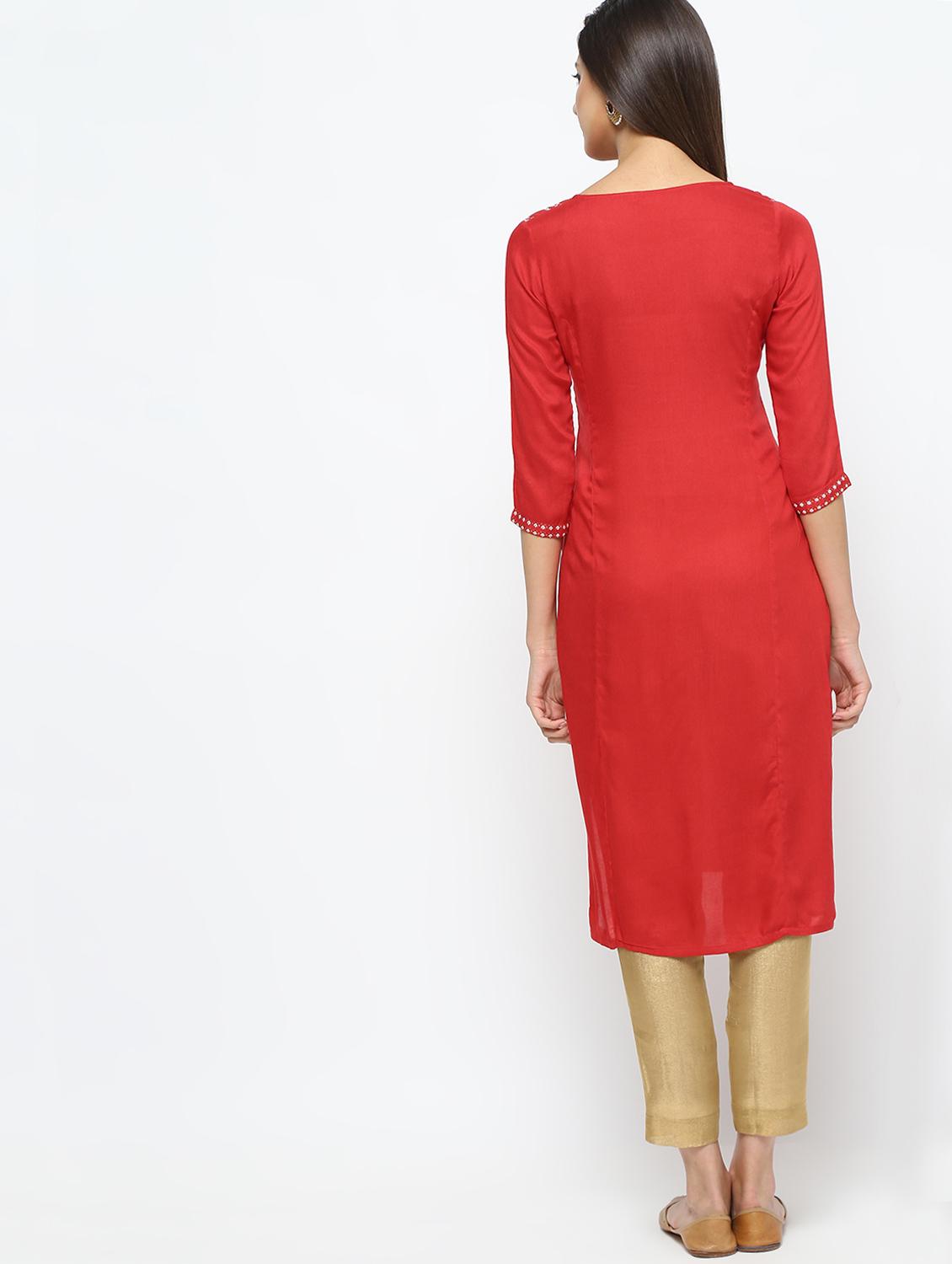 printed straight kurta - 16141913 - Zoom Image - 3