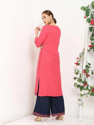 block printed kurta palazzo set - 16141928 - Standard Image - 3