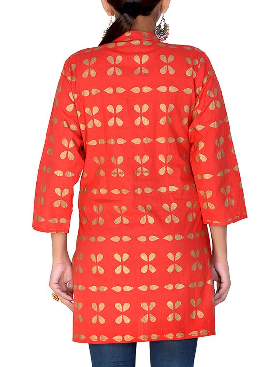 foil print straight kurti - 16142140 - Zoom Image - 3