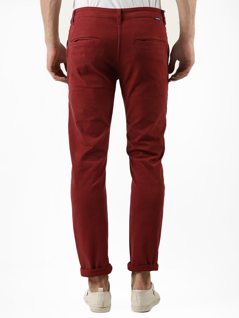 maroon solid chinos - 16142267 - Zoom Image - 3