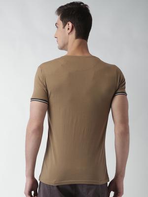 brown solid t-shirt - 16142308 - Standard Image - 3
