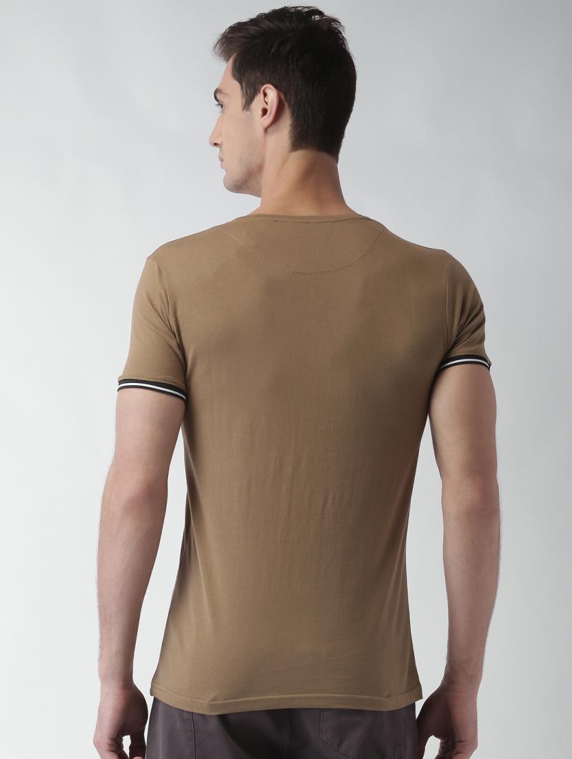 brown solid t-shirt - 16142308 - Zoom Image - 3