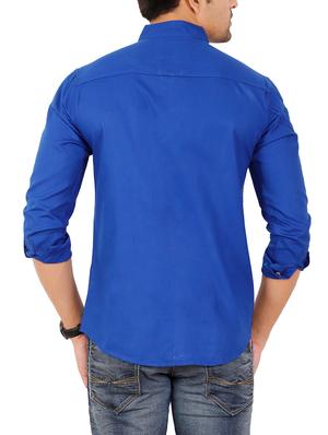 blue solid casual shirt - 16142437 - Standard Image - 3