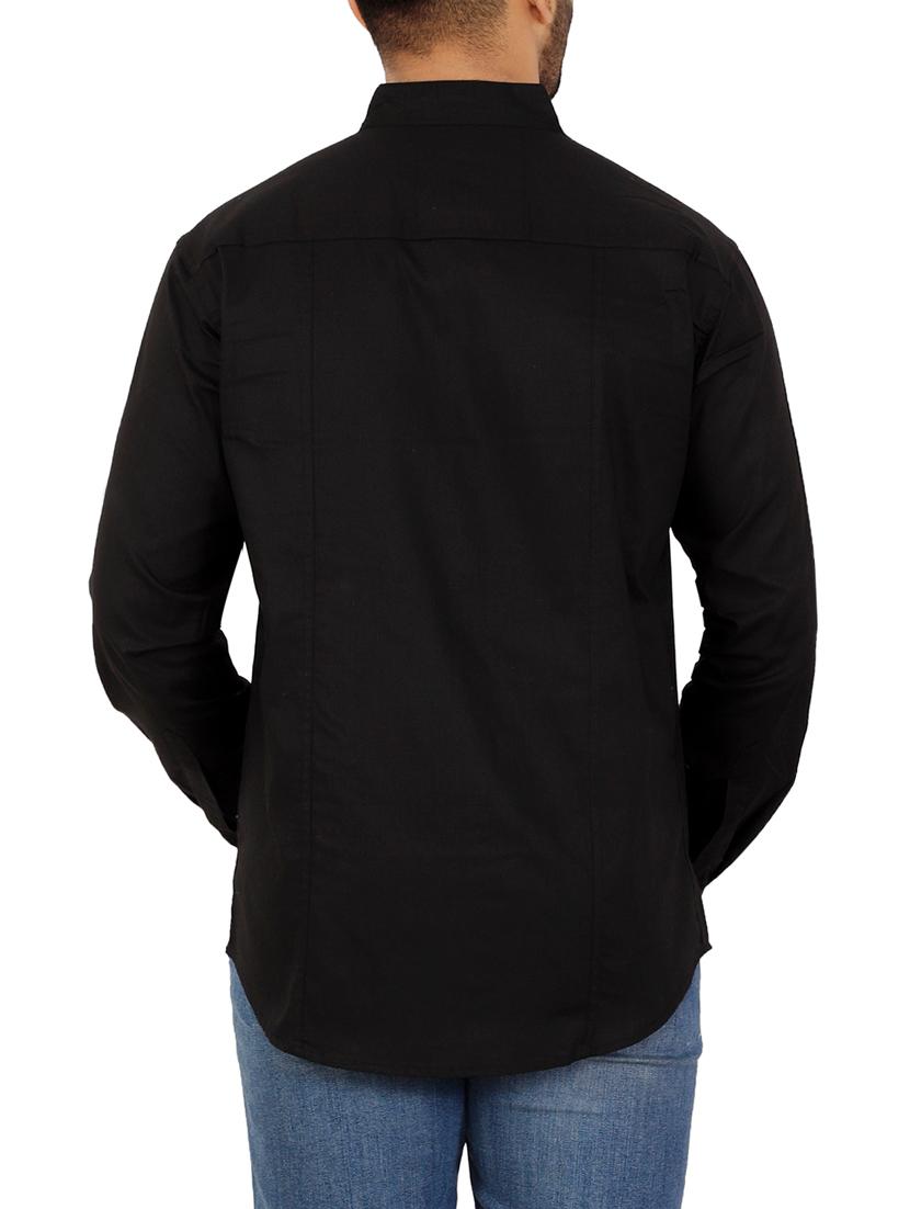 black solid casual shirt - 16142617 - Zoom Image - 3