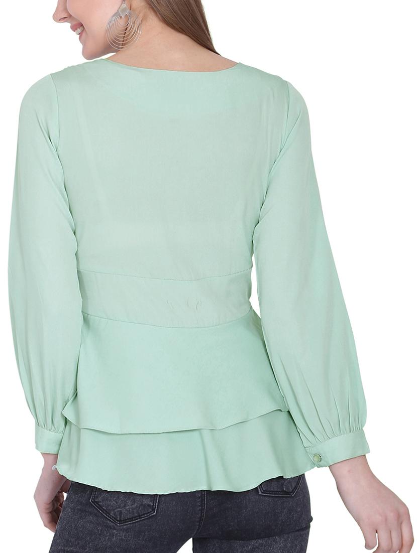 tie front ruffled hem top - 16142779 - Zoom Image - 3