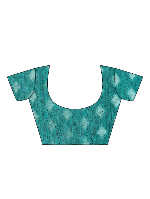 Paisley printed saree with blouse - 16142970 - Zoom Image - 3