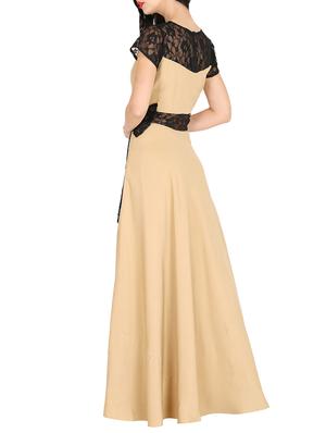 contrast lace bow detail maxi dress - 16143055 - Standard Image - 3