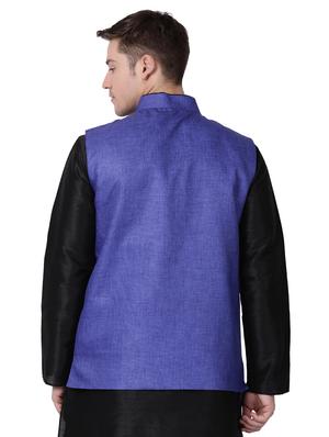 blue cotton nehru jacket - 16157270 - Standard Image - 3