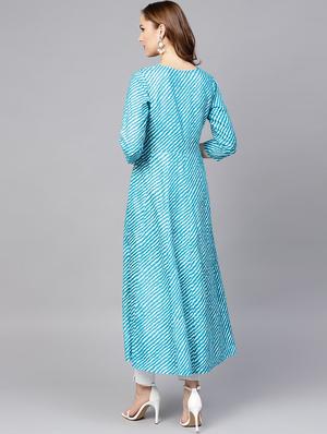 Embroidered leheriya kurta - 16157624 - Standard Image - 3
