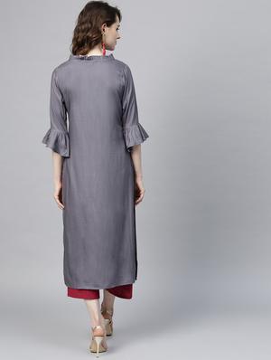 Embroidered straight kurta - 16157674 - Standard Image - 3