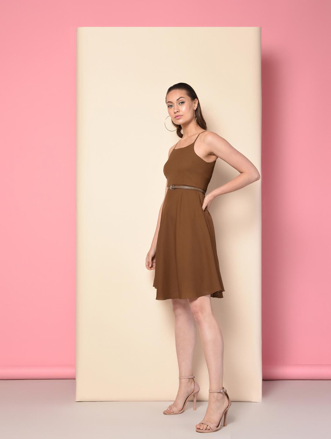 cami neck belted flared dress - 16157852 - Zoom Image - 3